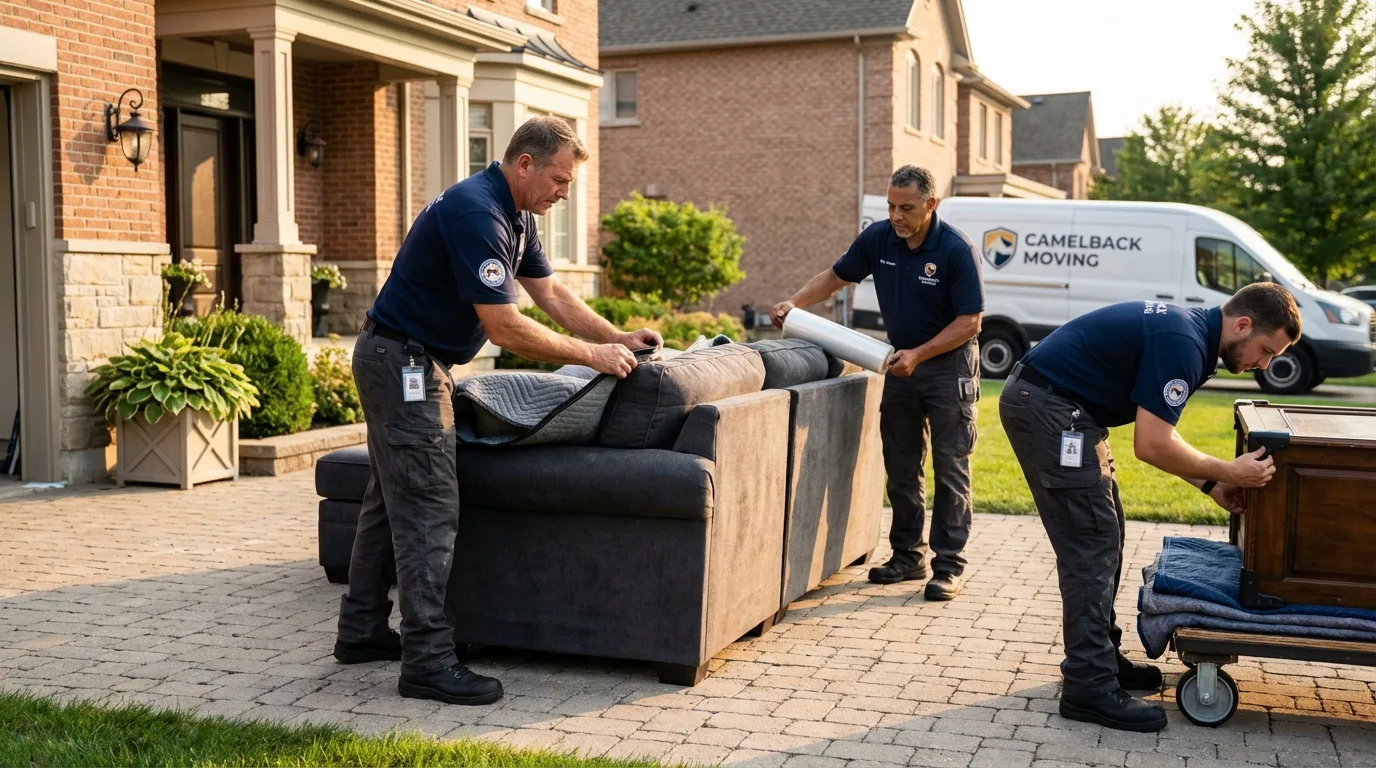 Large estate moving crew wrapping furniture in Elmwood Park, NJ