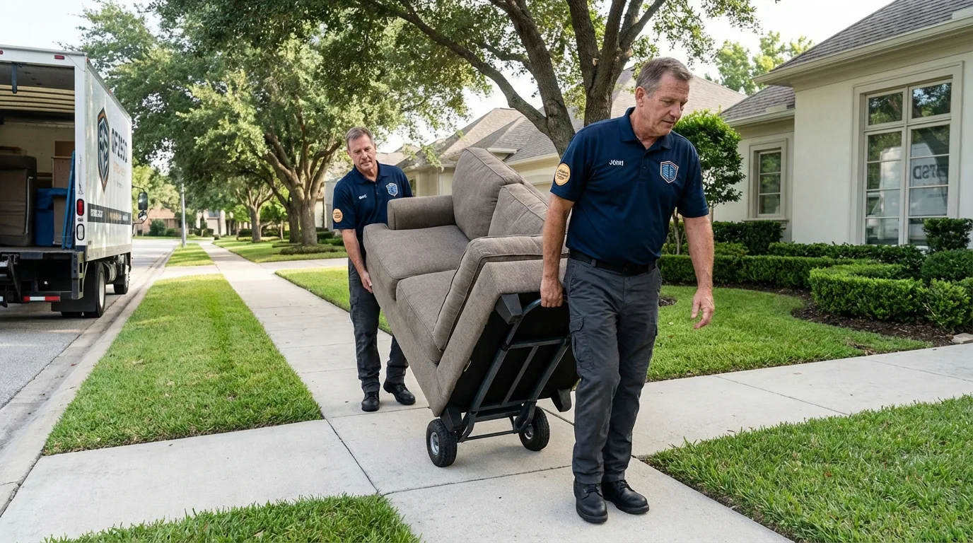 Local residential moving crew loading furniture in Elmwood Park, NJ
